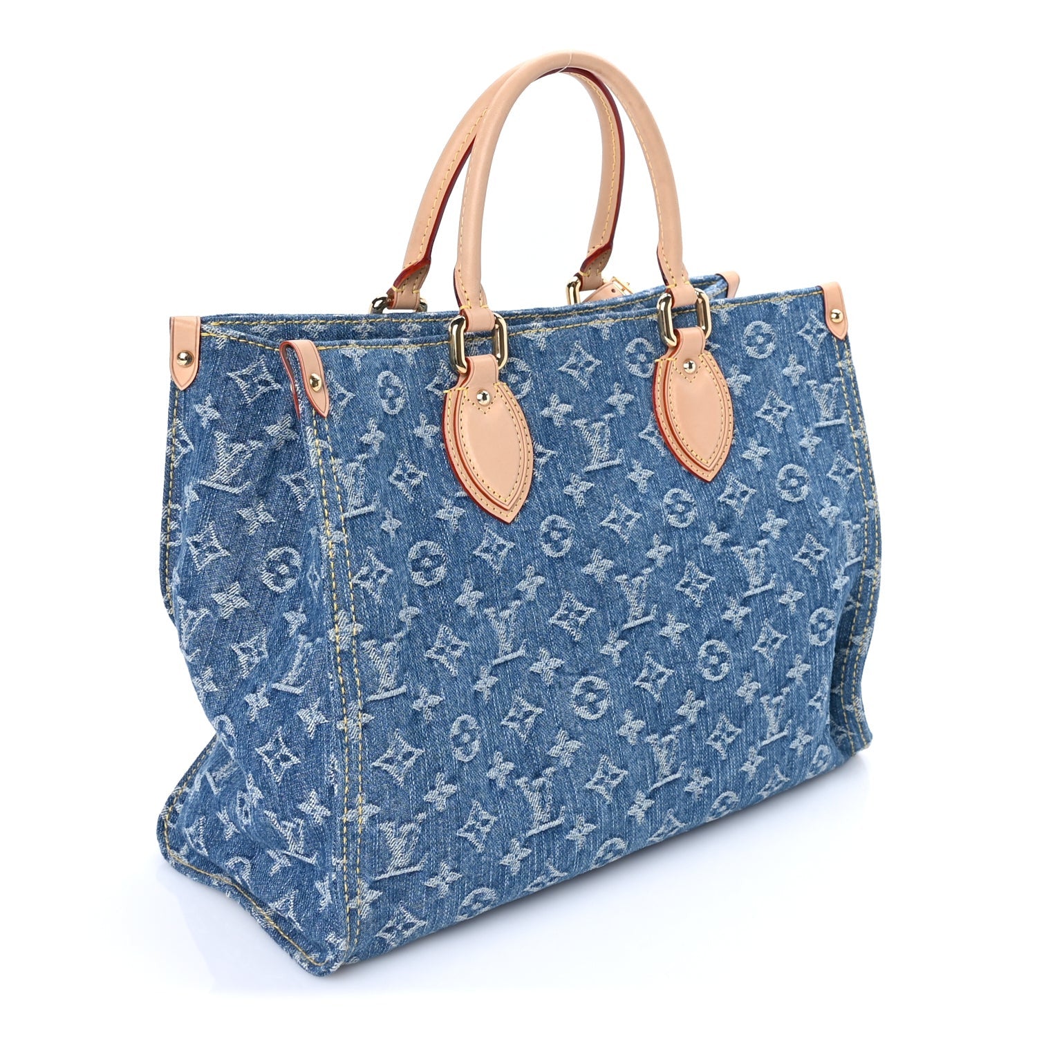 Louis Vuitton Monogram Denim Onthego MM Blue 3 of 9