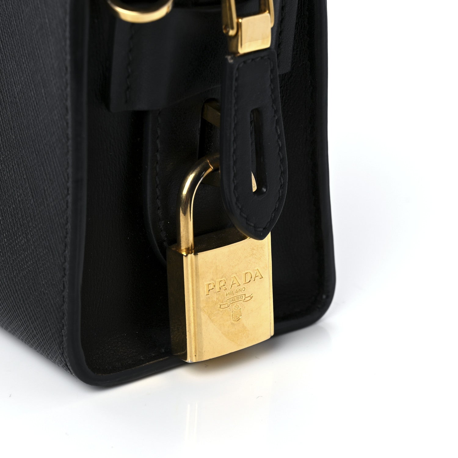 Prada Saffiano City Calfskin Esplanade Crossbody Bag Black 7 of 11