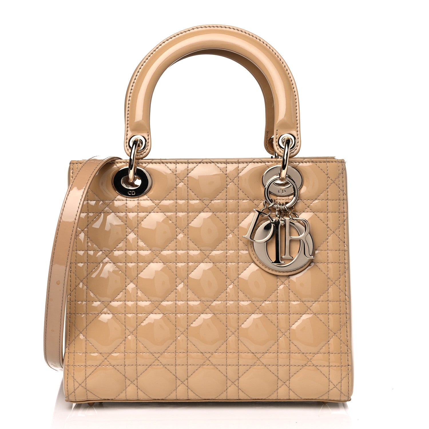 Christian Dior Patent Cannage Medium Lady Dior Beige 1 of 5