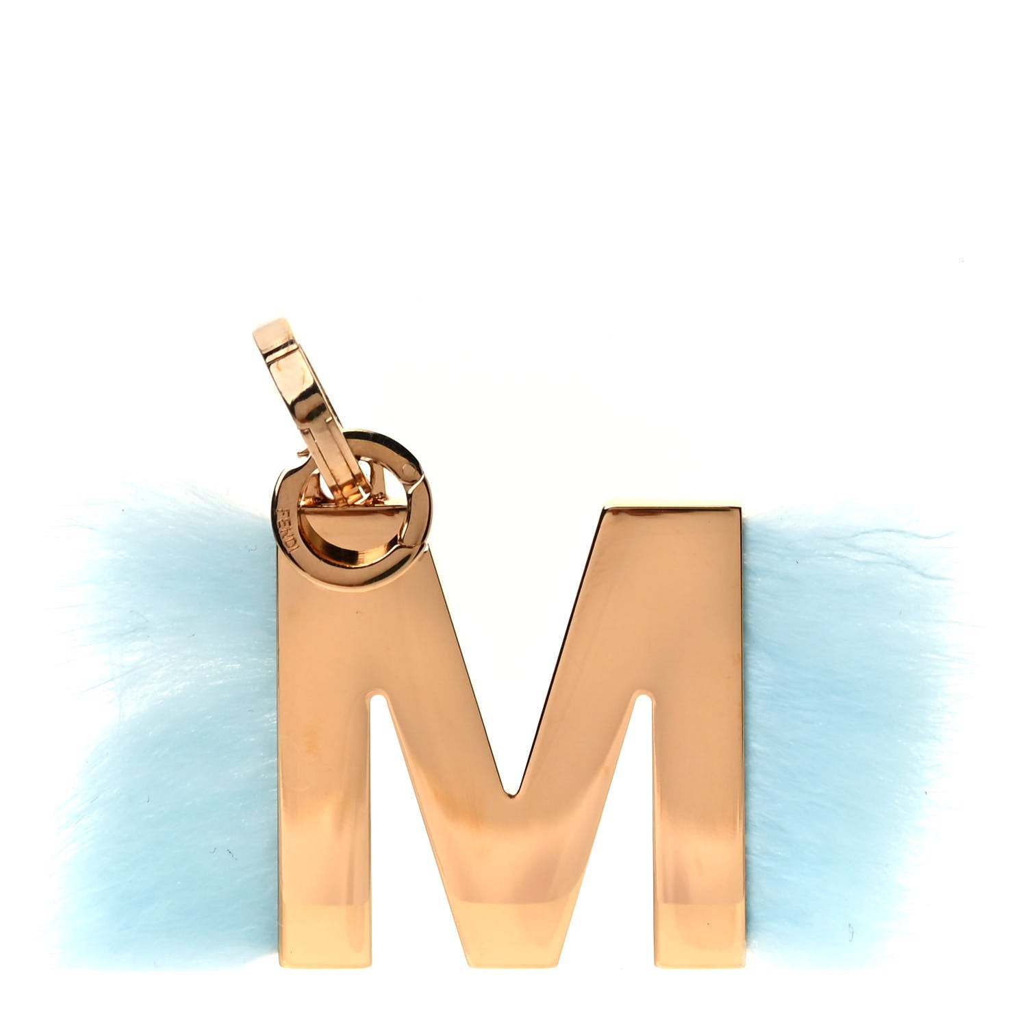 Fendi Mink Fur M ABClick Bag Charm Aqua 1 of 3