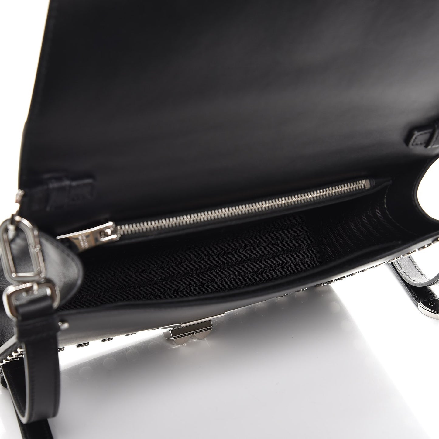 City Calfskin Orchid Print Studded Elektra Shoulder Bag Fuoco Black