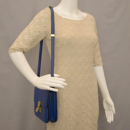 Celine Leather Medium Classic Box Flap Bag Blue 2 of 9