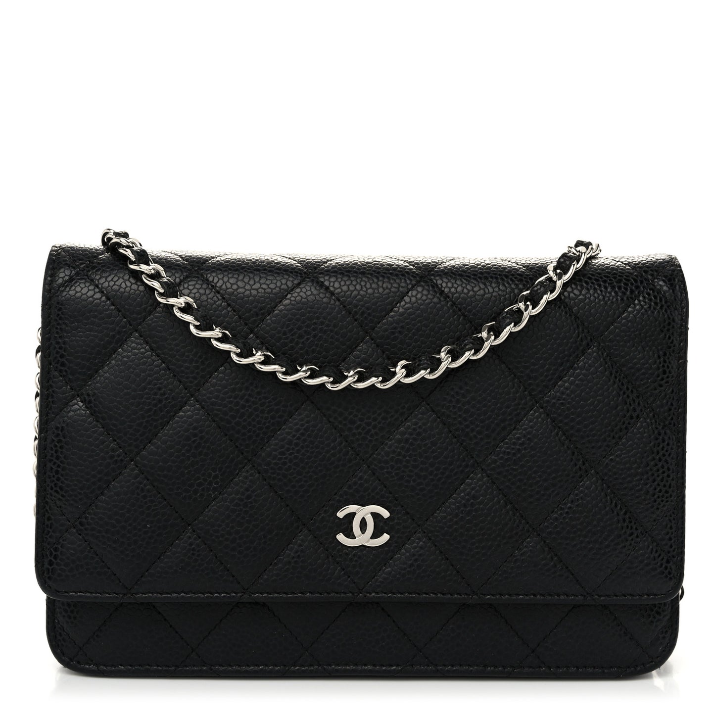Caviar Quilted Wallet on Chain WOC Black