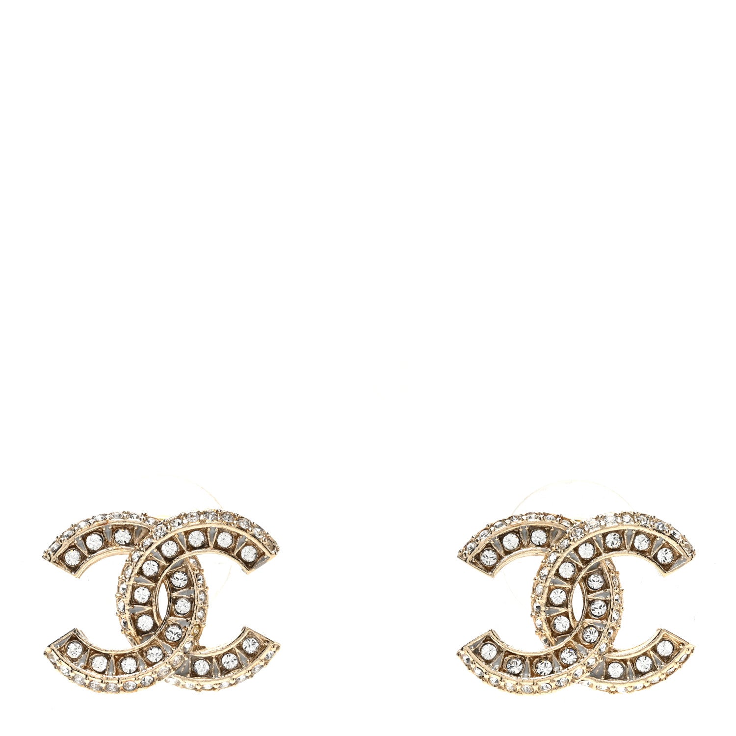 Chanel Crystal Timeless CC Earrings Light Gold 1 of 5