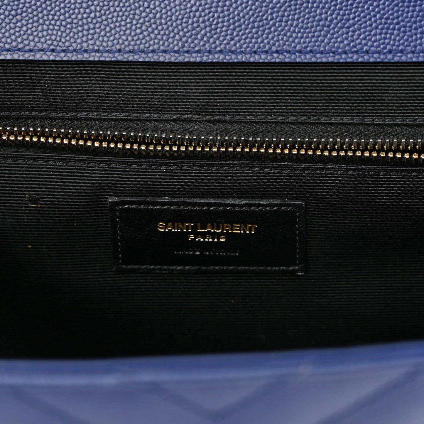 Grain De Poudre Matelasse Chevron Large Monogram Satchel Navy Blue