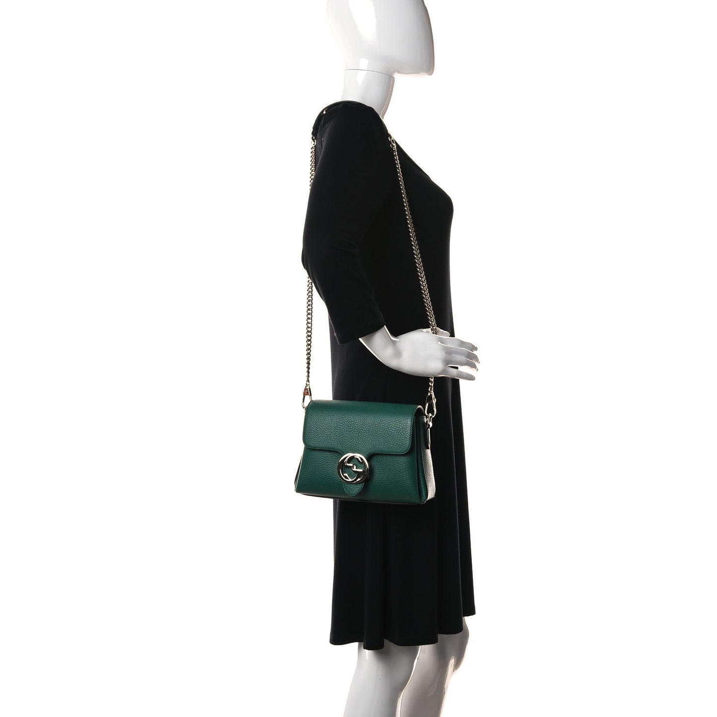 Dollar Calfskin Interlocking G Crossbody Bag Emerald