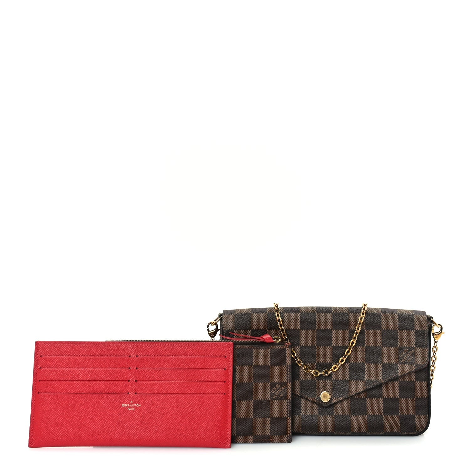 Louis Vuitton Damier Ebene Pochette Felicie Chain Wallet 3 of 10