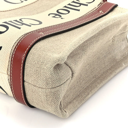 Chloe Cotton Calfskin Small Woody Ribbon Tote  White Brown 8 of 8