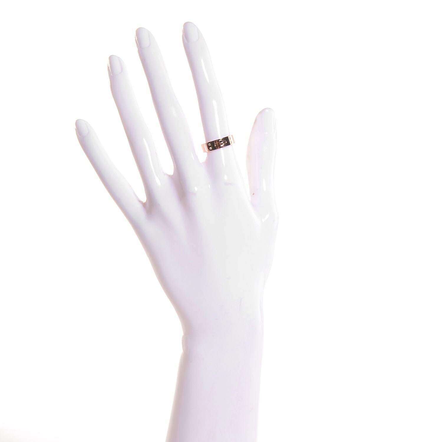 Hermes 18K Rose Gold Diamond PM Kelly Ring 51 5.75 2 of 5