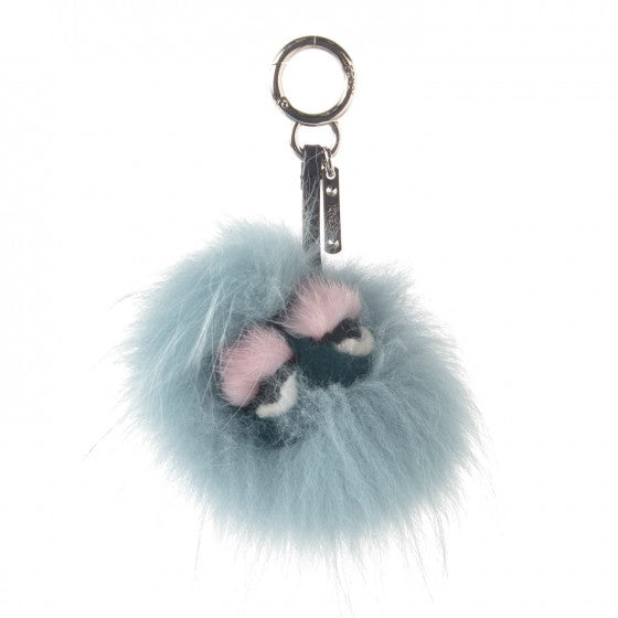 Fox Mink Rabbit Fur Vitello Flamingo Mini Monster Bag Bug Charm Lagoon Black Multicolor