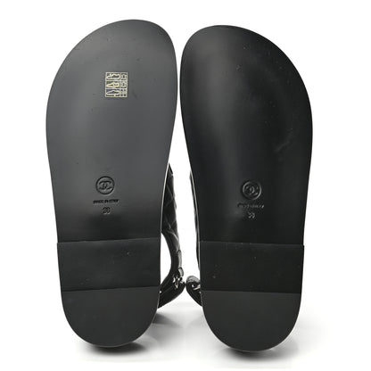 Chanel Lambskin Velcro Dad Sandals 38 Black 5 of 8