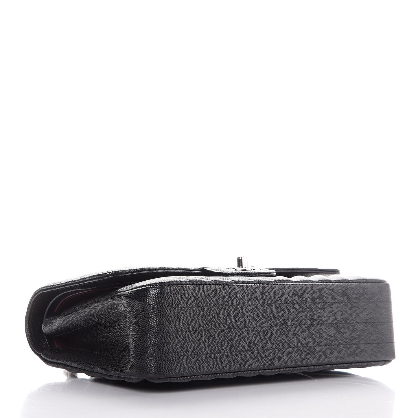 Caviar Chevron Quilted Medium Double Flap Black