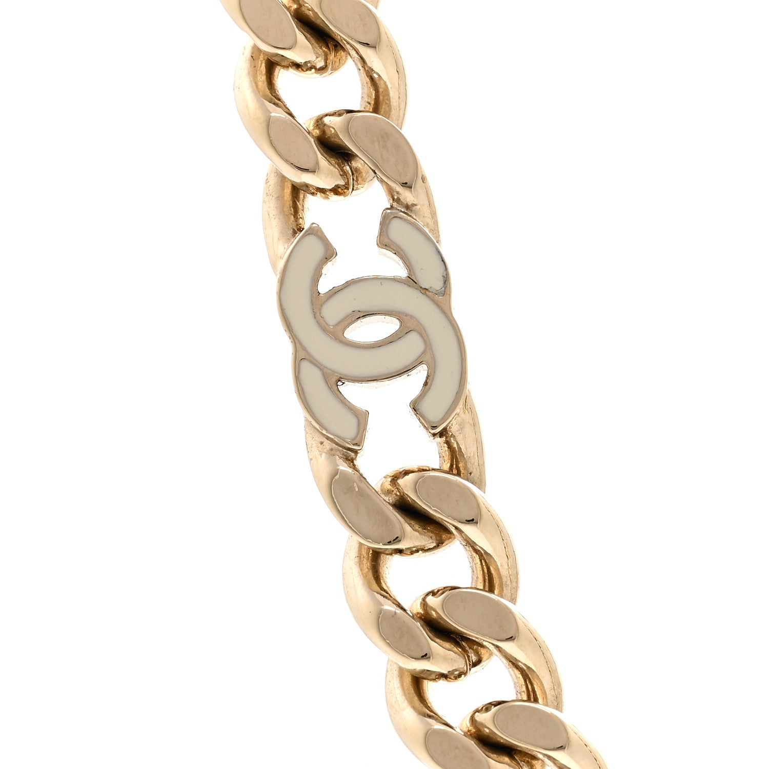 Chanel Metal Enamel Chain CC Choker Gold White 5 of 6