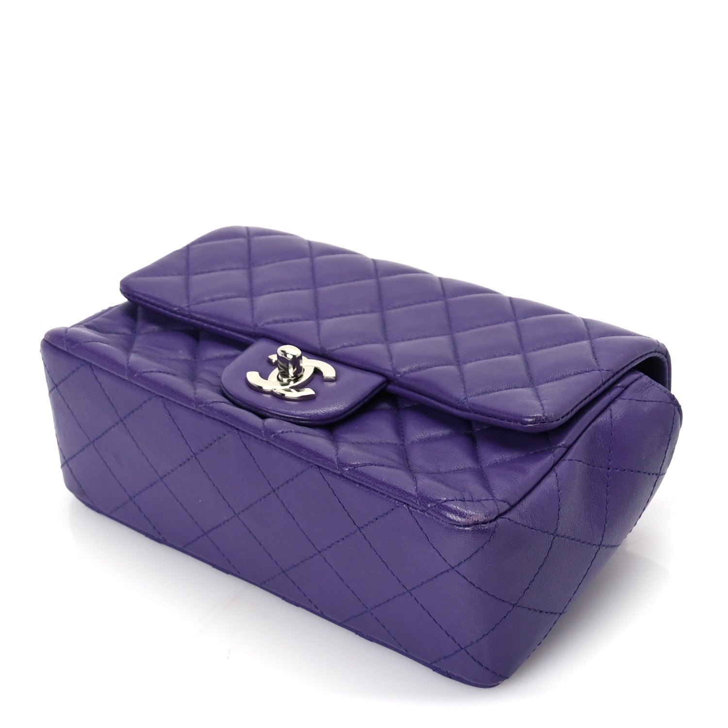 Chanel Lambskin Quilted Mini Rectangular Flap  Purple 9 of 9