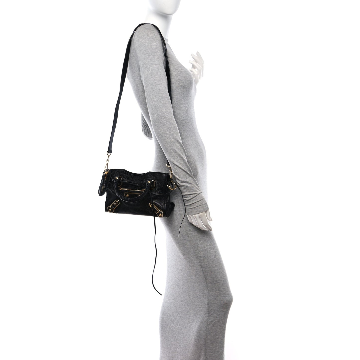 Chevre Gold Metallic Edge Hardware Mini City Black