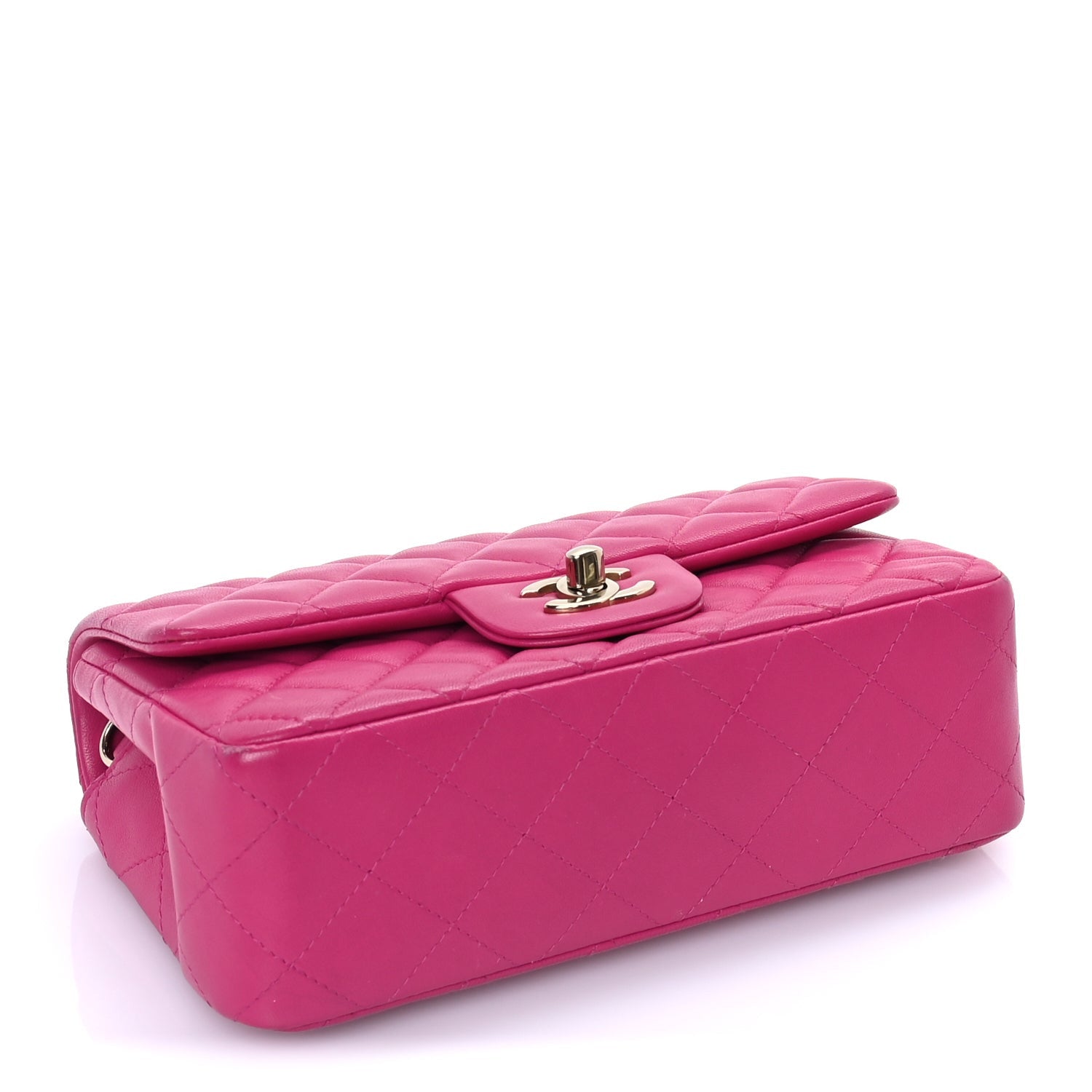 Chanel Lambskin Quilted Mini Rectangular Flap Dark Pink 3 of 7