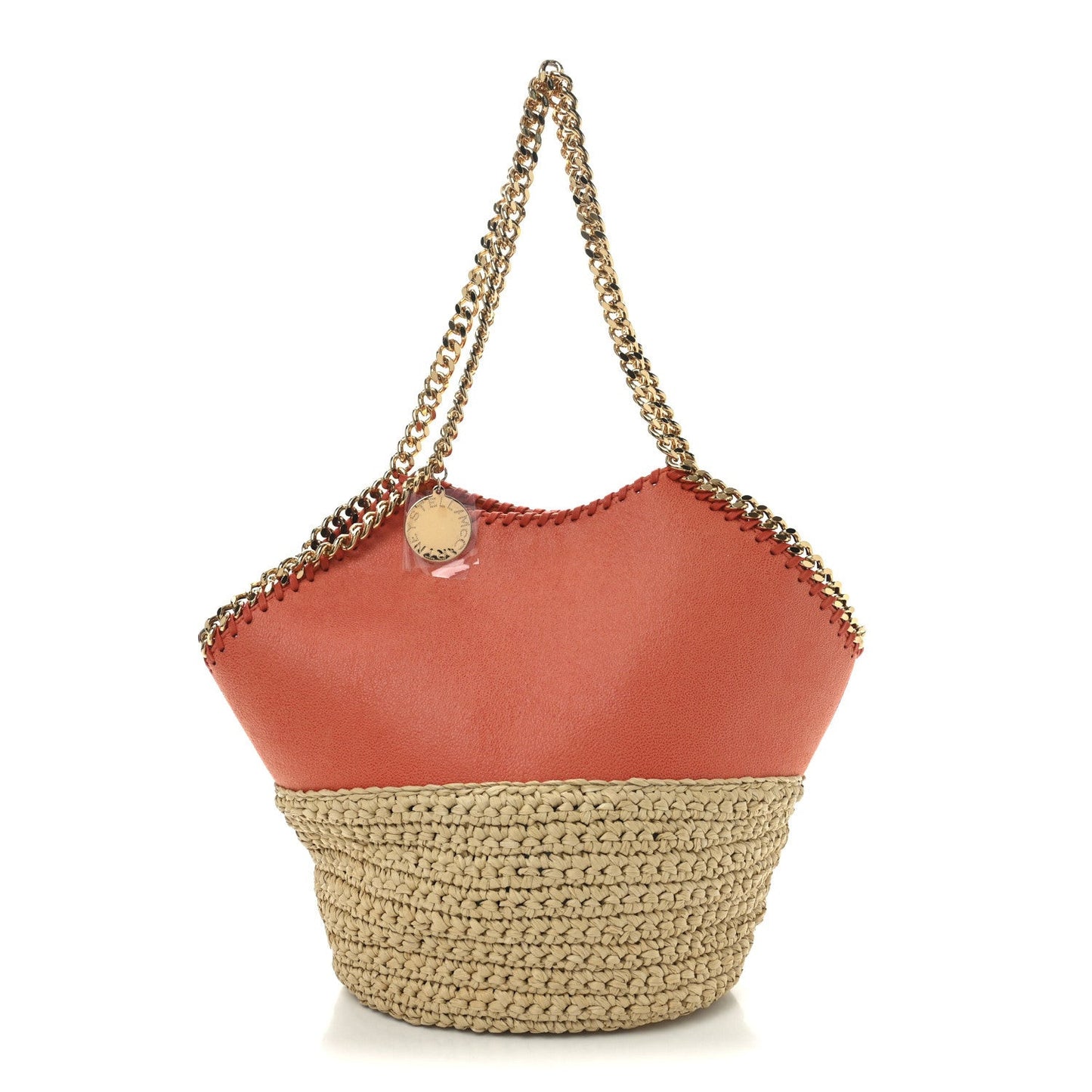 Raffia Falabella Medium Tote Bright Orange