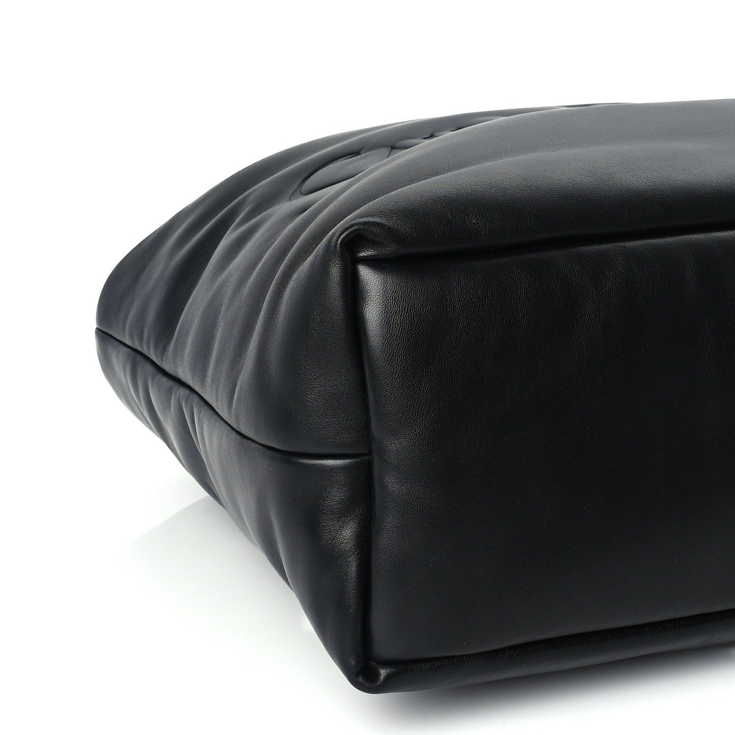 Lambskin Wide Puffer Tote Black