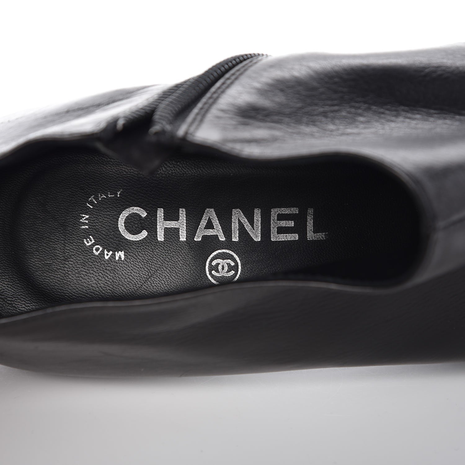 Chanel Calfskin CC Cap Toe Ankle Boots 40 Black Silver 9 of 10