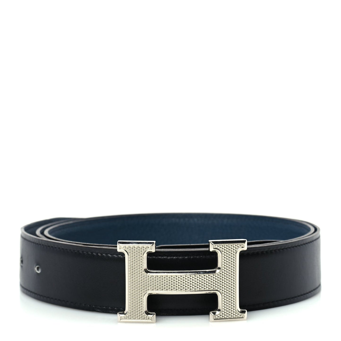 Box Togo 32mm Guilloche H Belt 120 48 Black Bleu de Prusse