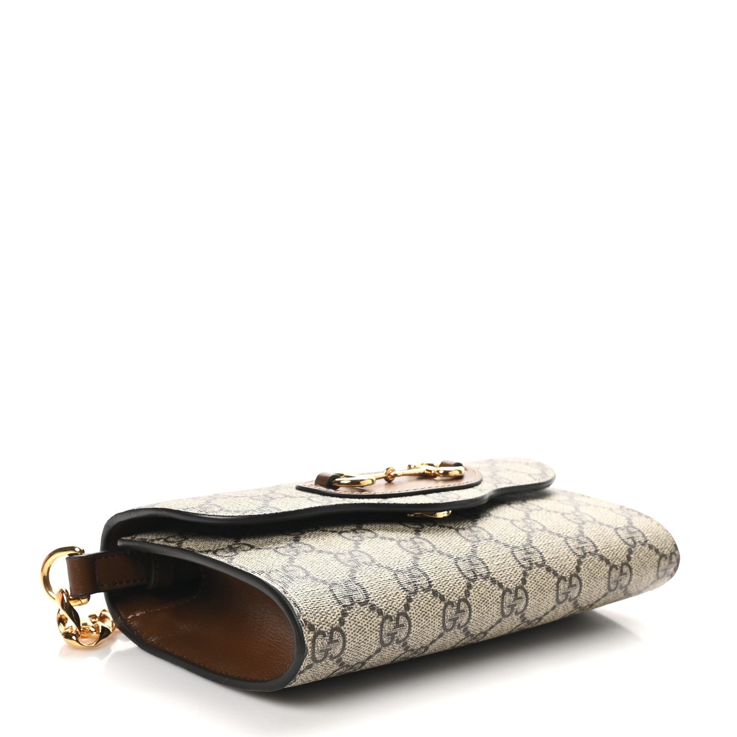 Gucci GG Supreme Monogram Azalea Calfskin Web Mini Horsebit 1955 Chain Shoulder Bag Beige Ebony Brown Sugar 4 of 7