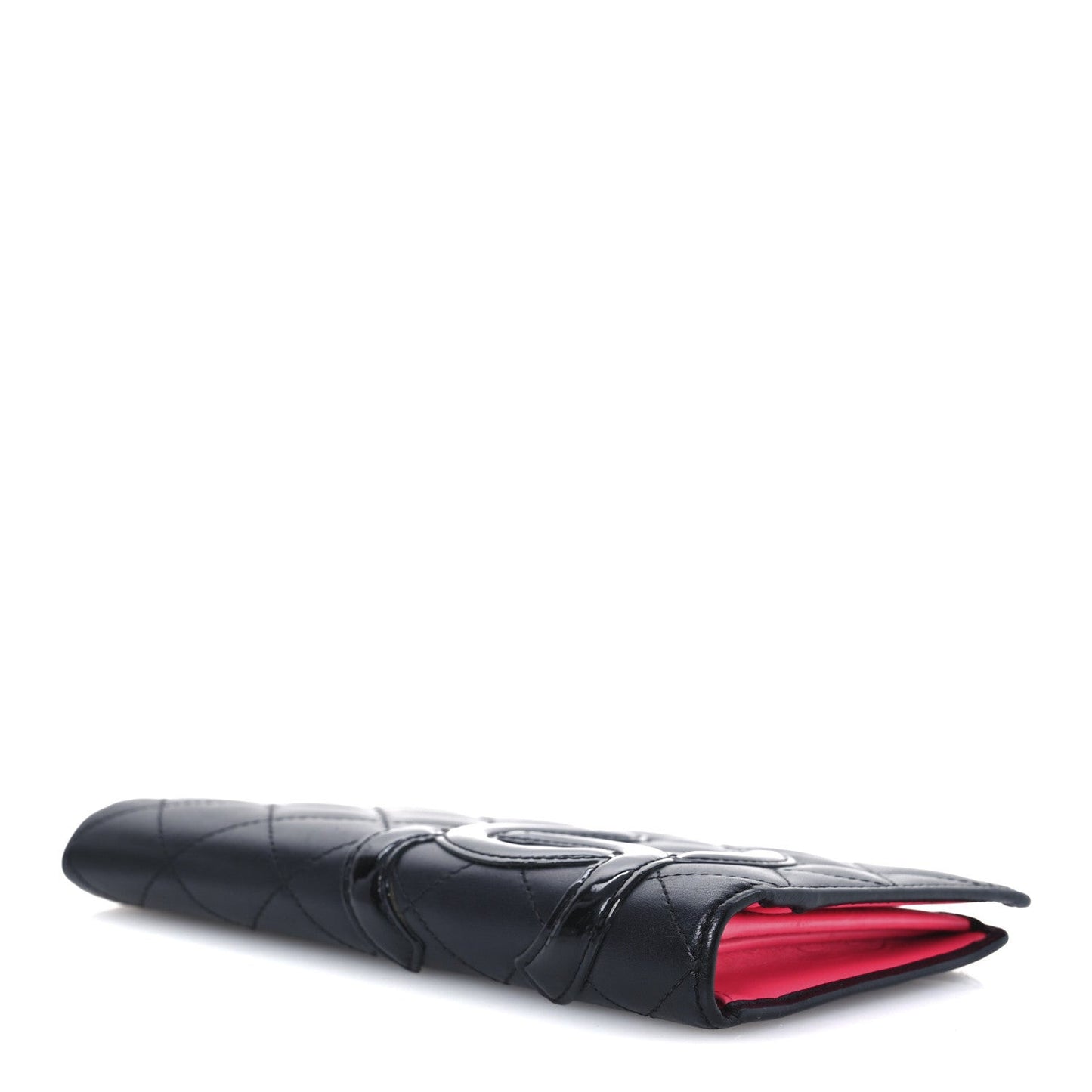 Calfskin Quilted Cambon Yen Wallet Black