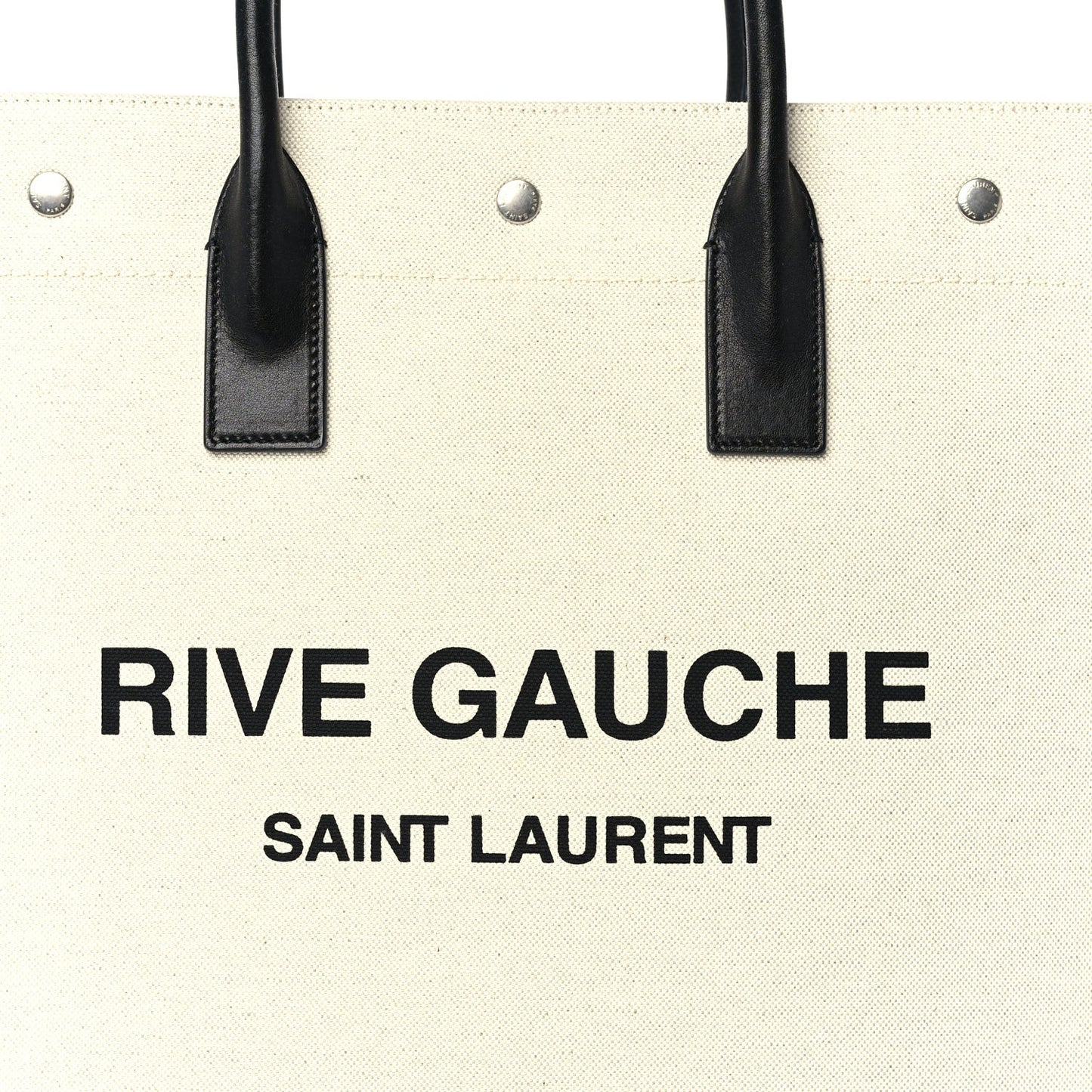 Linen Calfskin Rive Gauche North South Tote Optic White