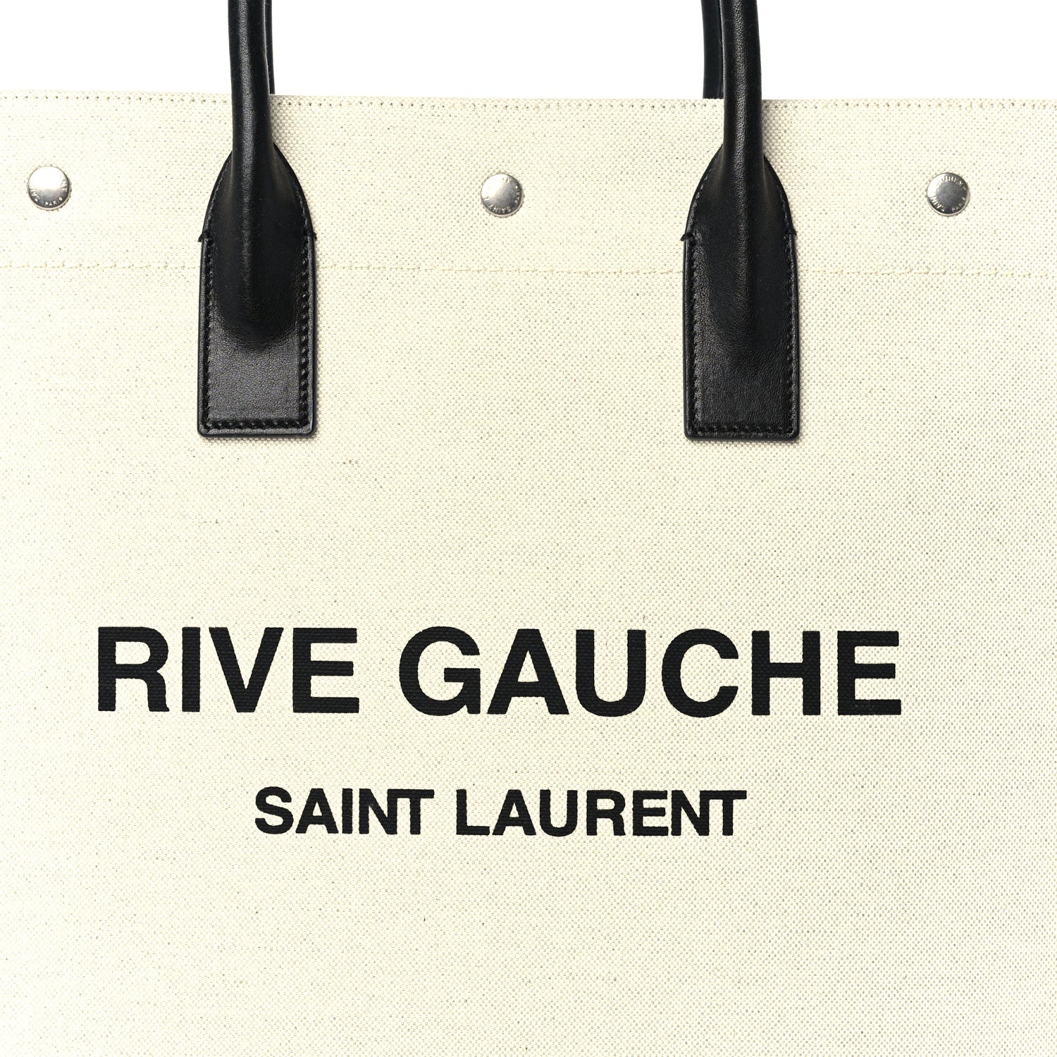 Saint Laurent Linen Calfskin Rive Gauche North South Tote Optic White 6 of 8