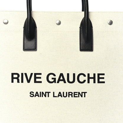 Saint Laurent Linen Calfskin Rive Gauche North South Tote Optic White 6 of 8