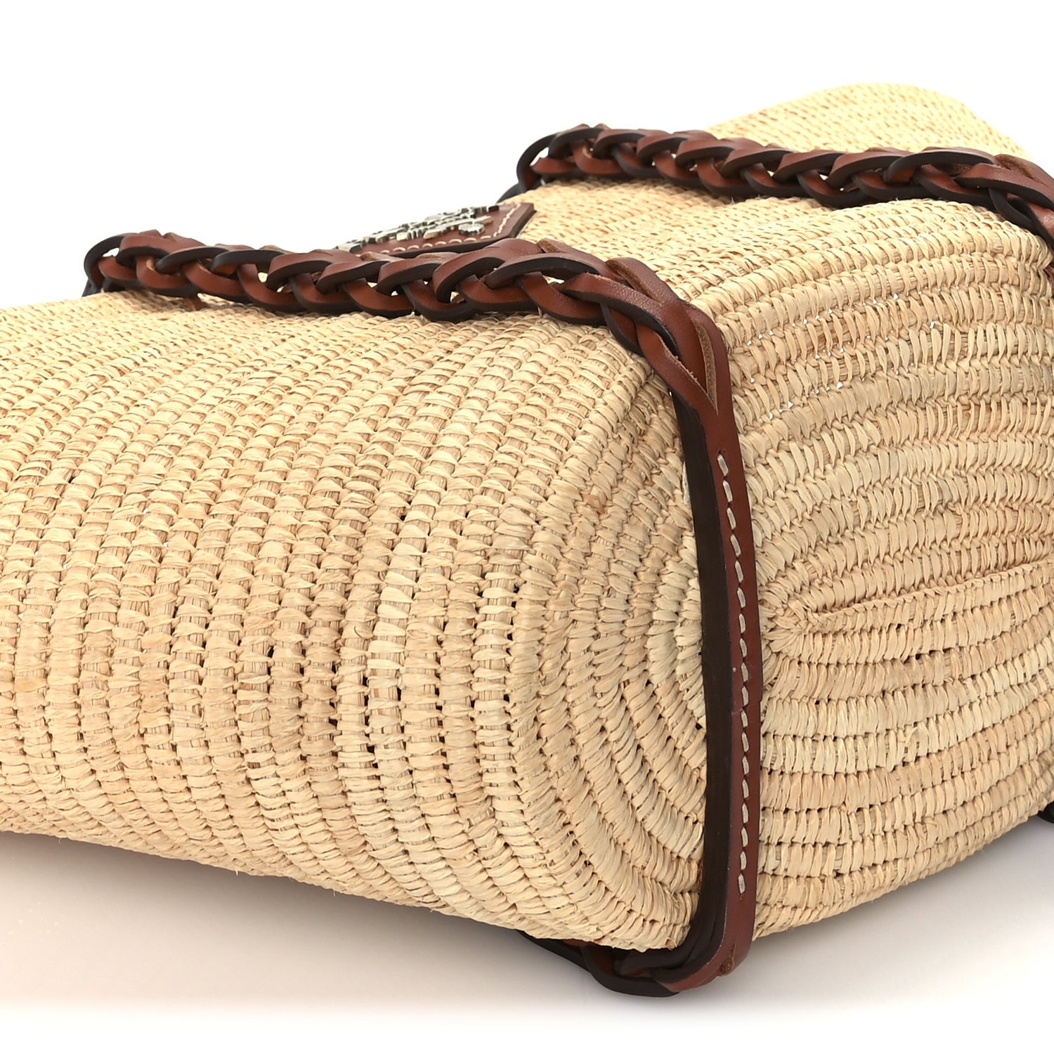 Prada Paglia Vitello Woven Braided Basket Tote  Naturale Cognac 7 of 8