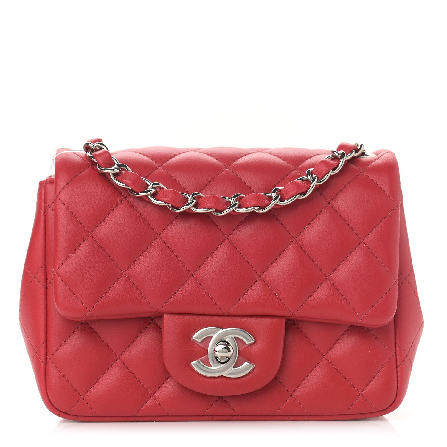 Chanel Lambskin Quilted Mini Square Flap Red 1 of 10