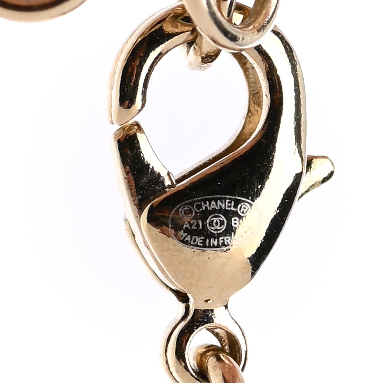 Chanel Crystal Pearl CC Necklace Pearly White Gold 6 of 7