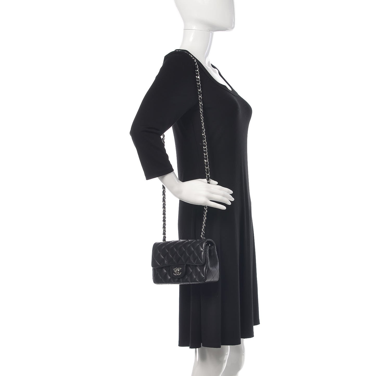 Lambskin Quilted Mini Rectangular Flap Black