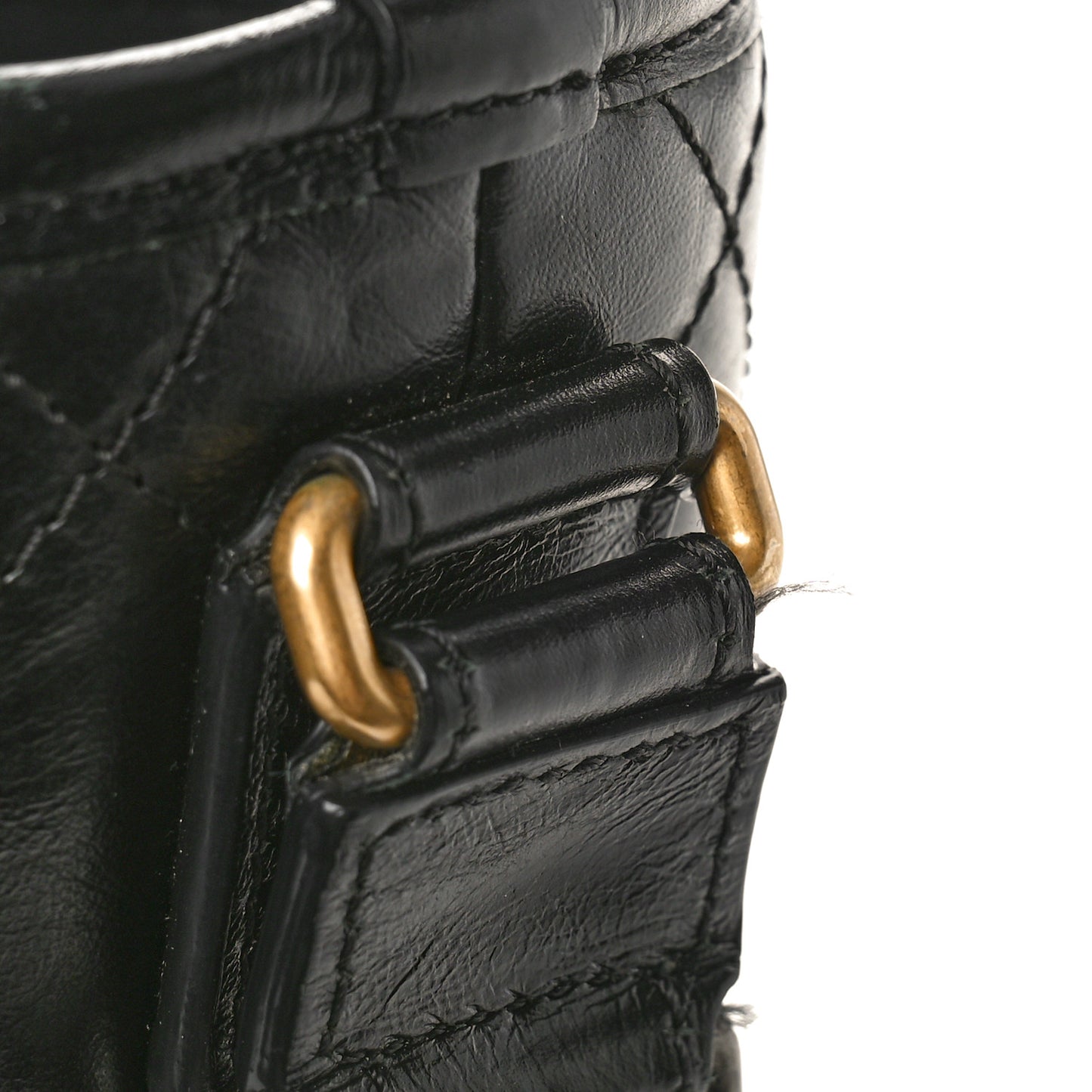 Aged Calfskin Quilted Medium Gabrielle Hobo Black