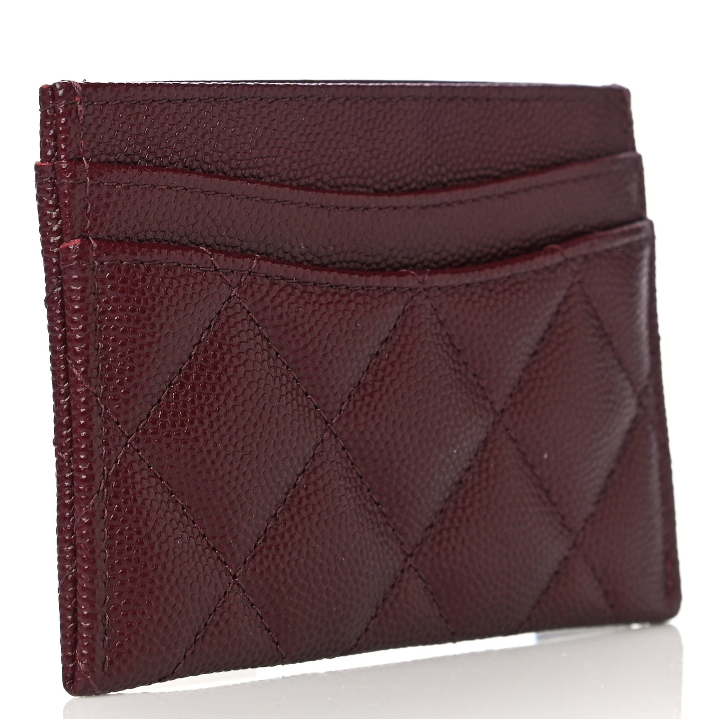 Caviar Quilted Card Holder Burgundy
