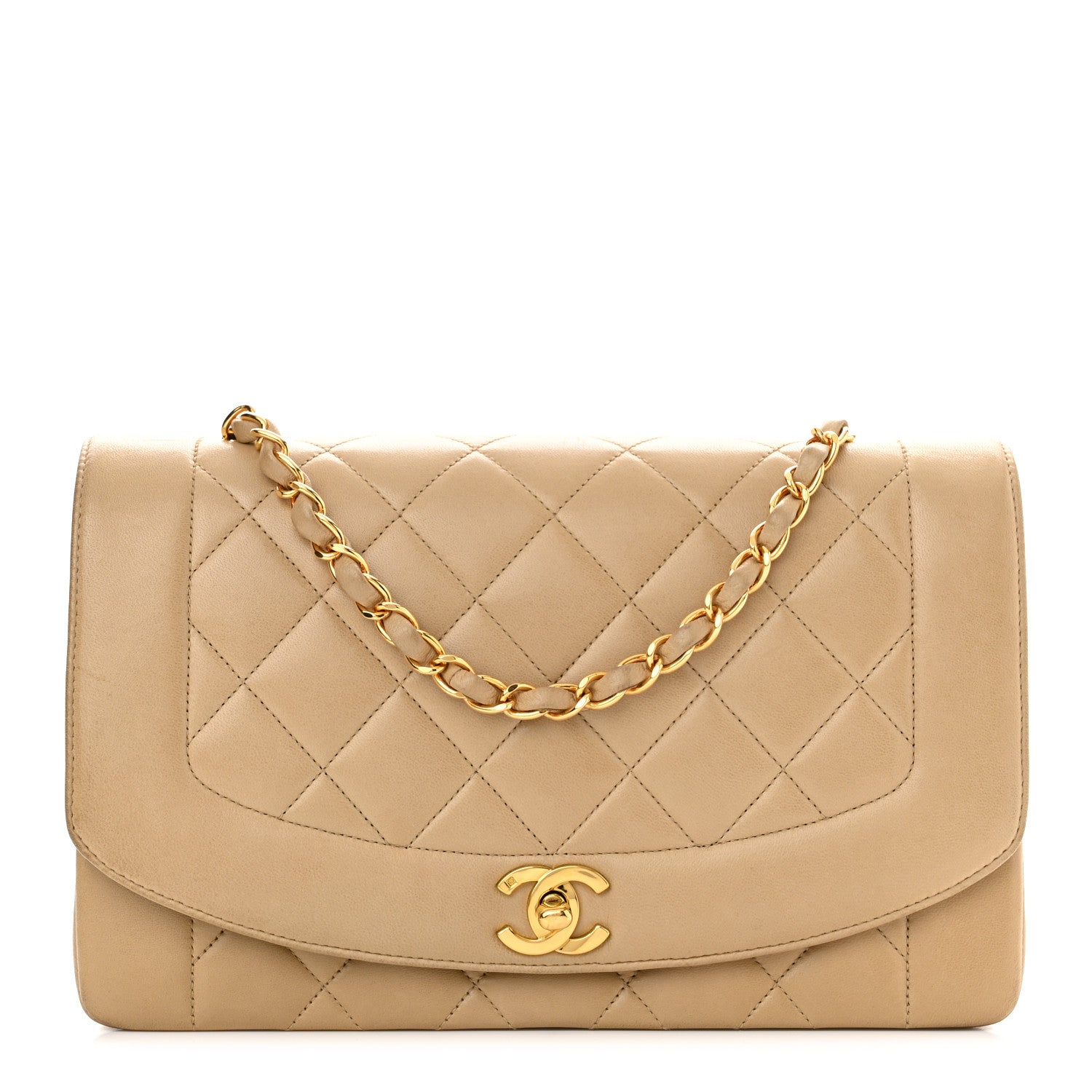 Chanel Lambskin Quilted Medium Single Flap Beige 1 of 11