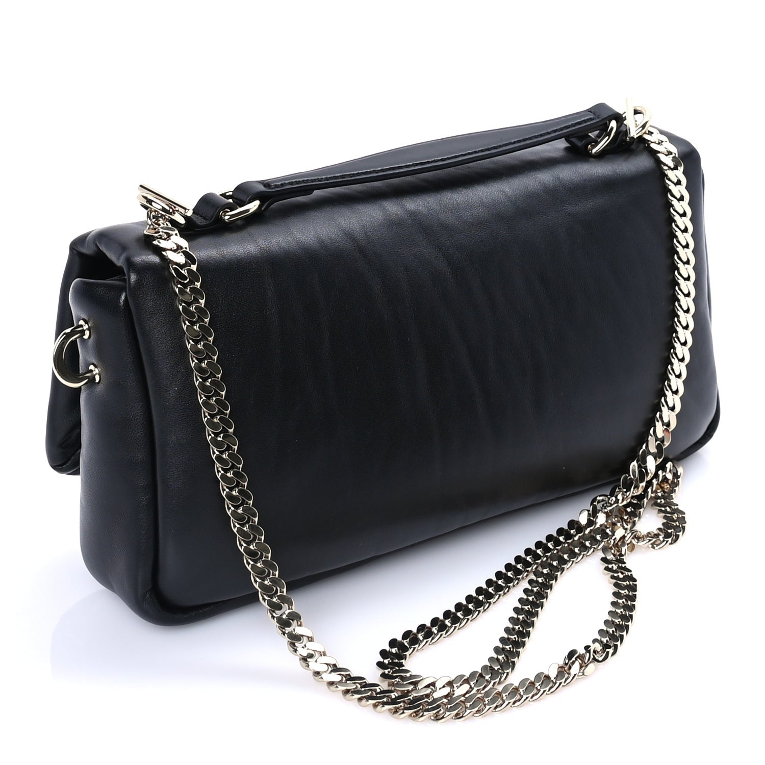 Gucci Lambskin Small GG Milano Top Handle Shoulder Bag Black 2 of 7