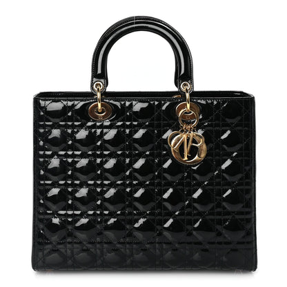 Christian Dior Patent Cannage Large Lady Dior Black 1 of 7