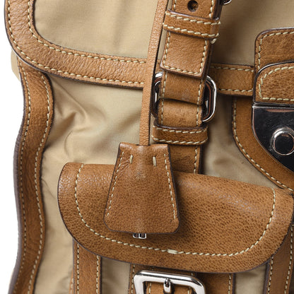 Prada Tessuto Nylon Calfskin Pushlock Satchel Brown 18 of 30