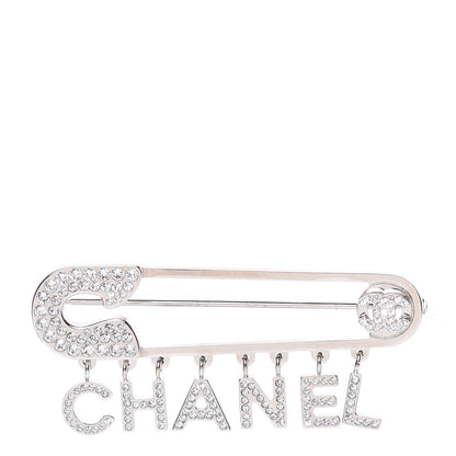 Chanel Crystal Safety Pin Brooch Silver 1 of 4