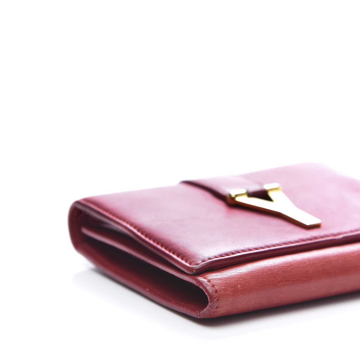 Calfskin Classic Y Compact Wallet Red