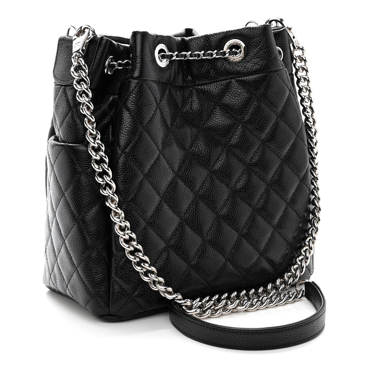 Chanel Caviar Quilted Small Chain Bucket Bag Black 3 of 10