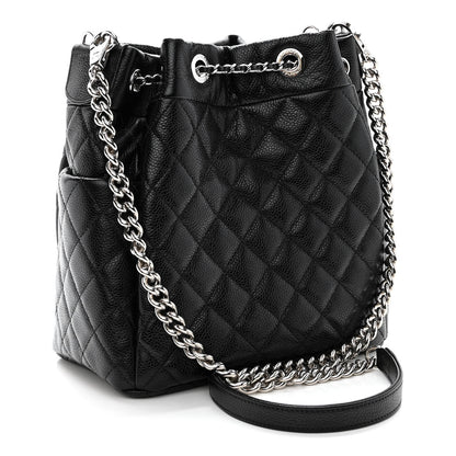 Chanel Caviar Quilted Small Chain Bucket Bag Black 3 of 10