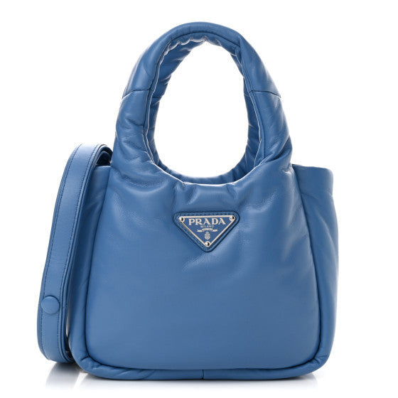 Nappa Soft Padded Small Double Handled Shoulder Bag Celeste
