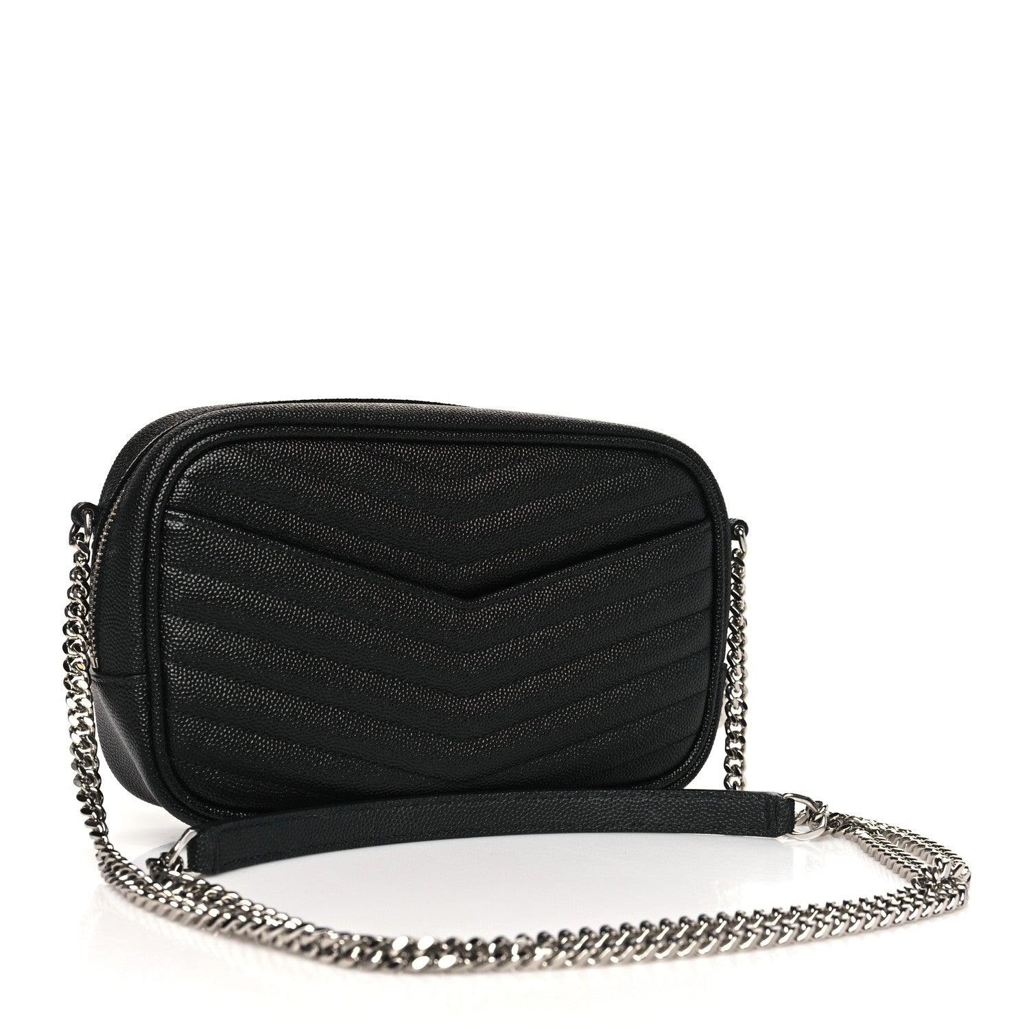 Saint Laurent Grain De Poudre Matelasse Monogram Mini Lou Camera Bag Black 3 of 11