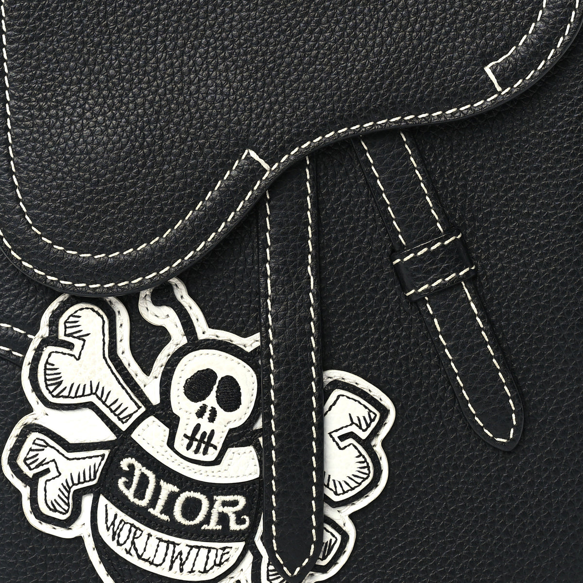 Christian Dior X SHAWN STUSSY Grained Calfskin Saddle Messenger Bag Black 6 of 8