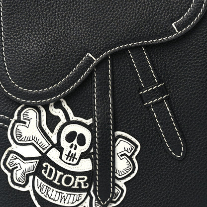 Christian Dior X SHAWN STUSSY Grained Calfskin Saddle Messenger Bag Black 6 of 8