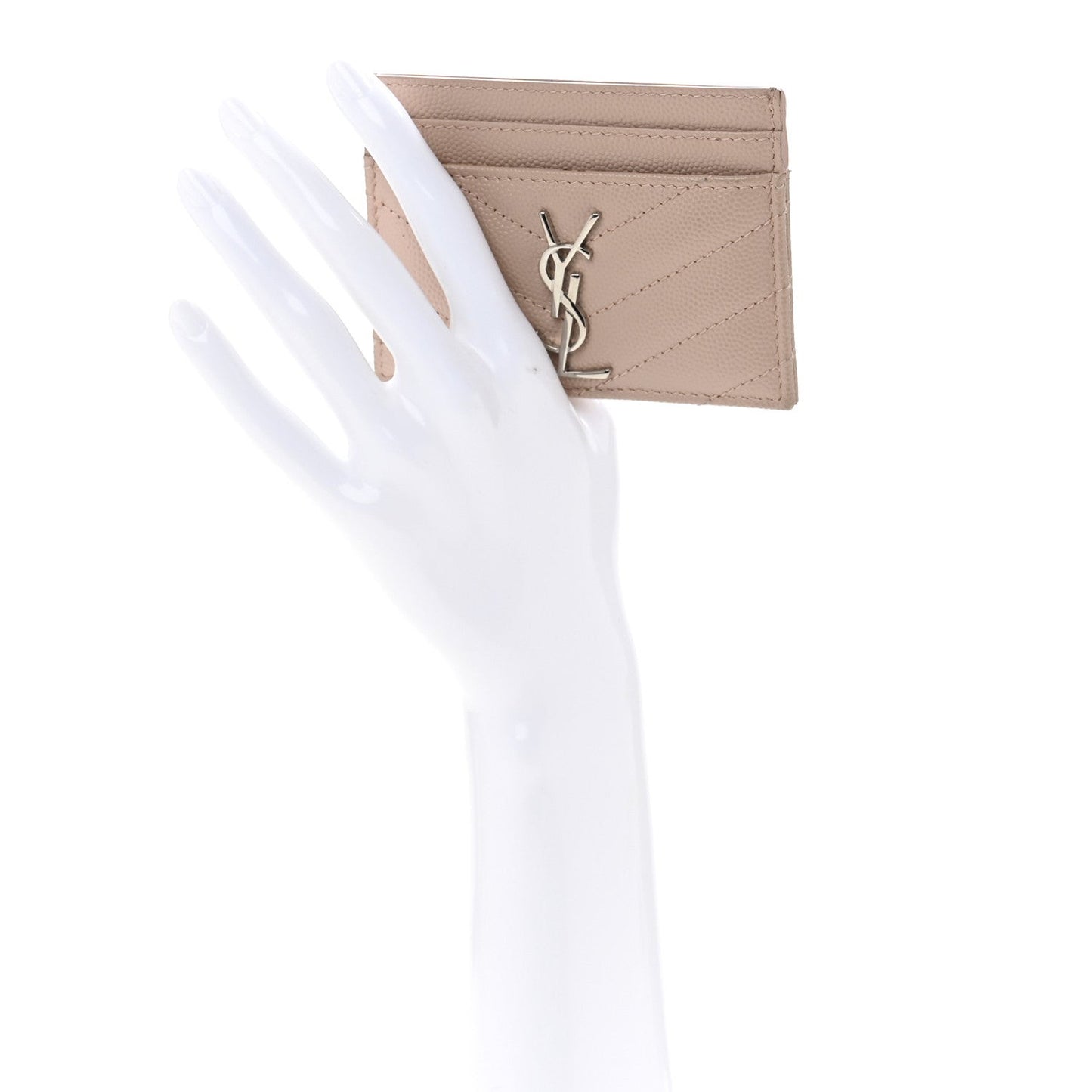 Grain De Poudre Matelasse Chevron Monogram Credit Card Case Pale Pink