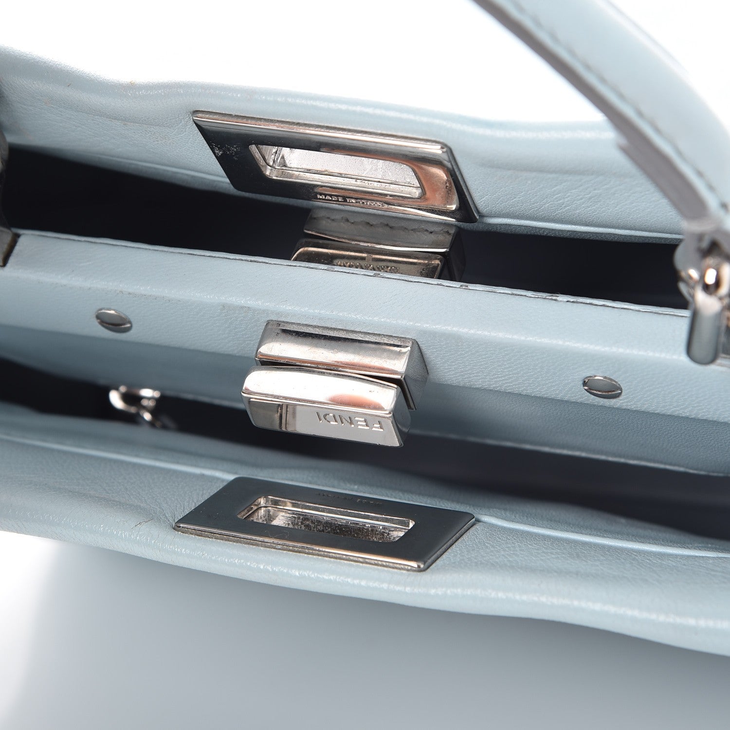 Fendi Nappa Mini Peekaboo Iconic Satchel Light Blue 9 of 12