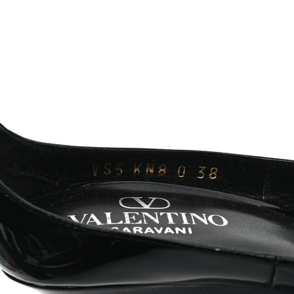 Valentino Garavani Patent Vlogo Plaque Ankle Strap 105mm Pumps 38 Black 8 of 9